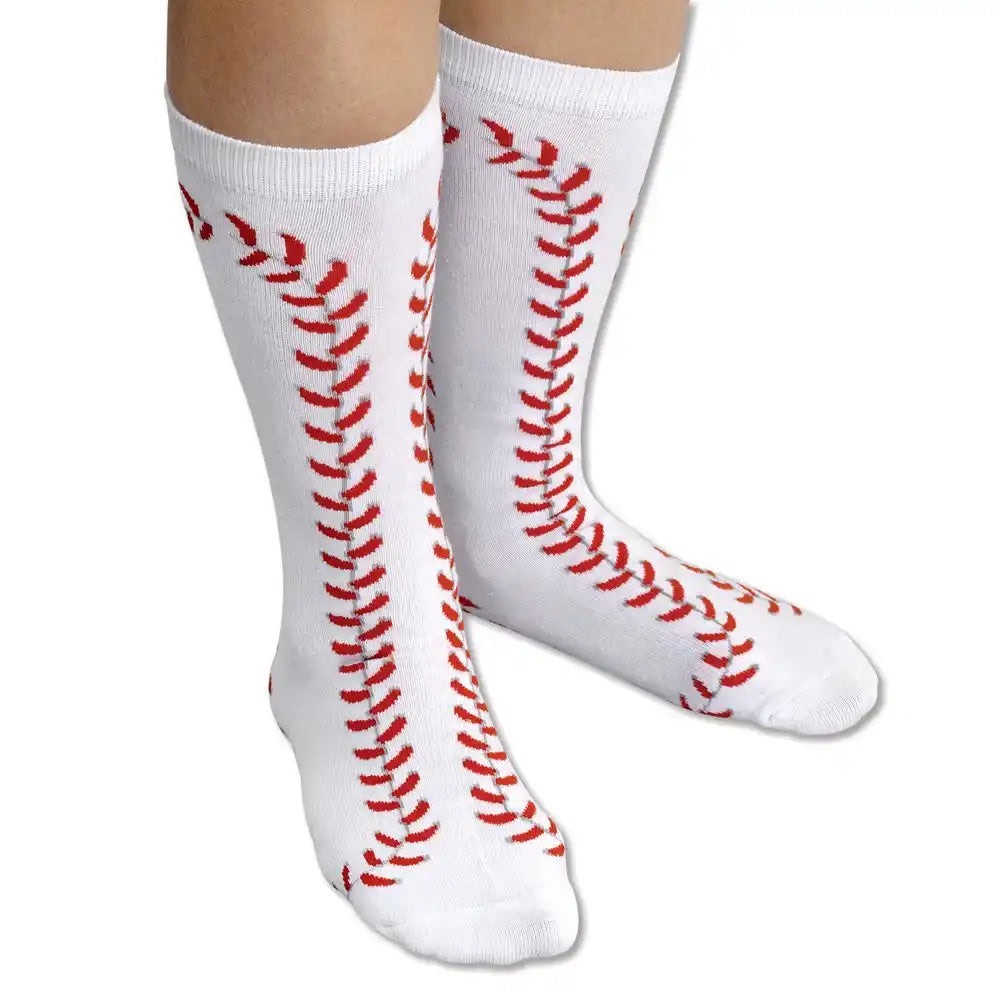 🎉HP🎉Bits and Pieces Lots of Fun Baseball Socks, White & Red, 5.5-11.5, NWT